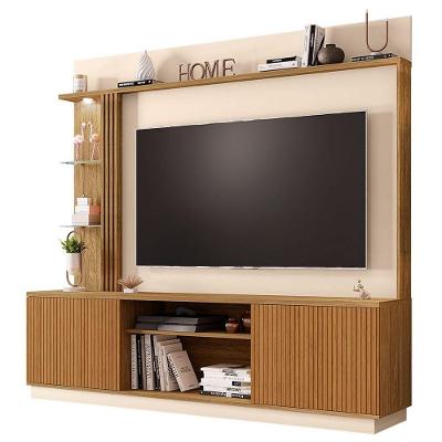 Estante Home Theater Para Tv Até 65 Pol. Atlanta Cinamomo/Off White/Ripado - Bechara