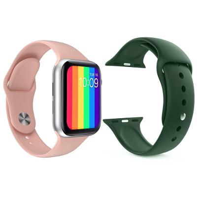 Kit 1 Smartwatch Rosa + 1 Pulseira Silicone Verde Escuro
