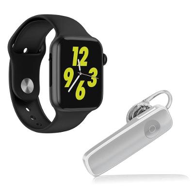Kit 1 Smartwatch W34 Preto + 1 Fone Bluetooth Estéreo Branco