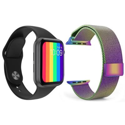 Kit 1 Smartwatch Preto + 1 Pulseira Arco Íris