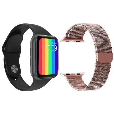 Kit 1 Smartwatch Preto + 1 Pulseira Extra Rosa