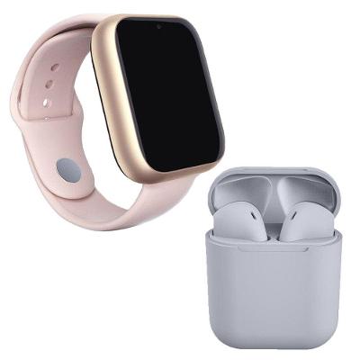 Kit 1 Smartwatch Z6 Rosa + 1 Fone Bluetooth I19 Cinza