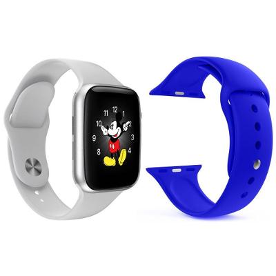 Kit 1 Smartwatch Branco + 1 Pulseira Silicone Azul Escuro