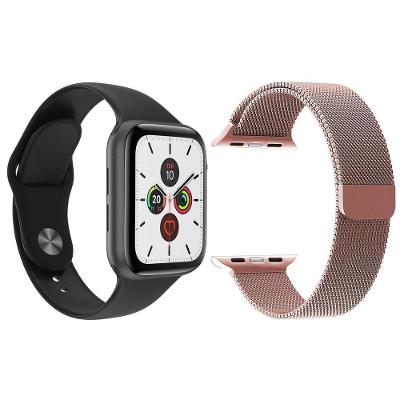 Kit 1 Smartwatch T500 Iwo Max Preto + 1 Pulseira Extra Rosa