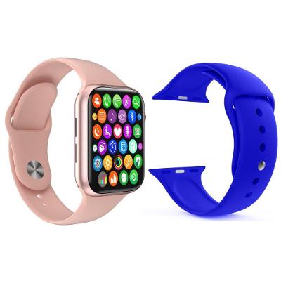 Kit 1 Smartwatch Iwo 8 Rosa + 1 Pulseira Extra Azul Escuro