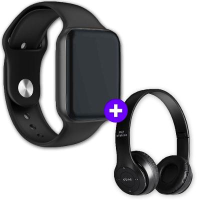 Kit Smartwatch 8 Preto 44Mm Serie 4 + Fone De Ouvido Preto
