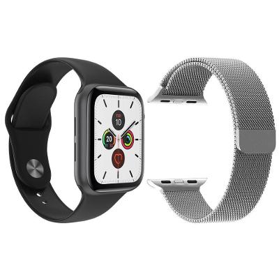 Kit 1 Smartwatch T500 Iwo Max Preto + 1 Pulseira Extra Prata