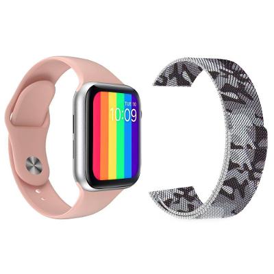 Kit 1 Smartwatch W26 Rosa + 1 Pulseira Camuflada