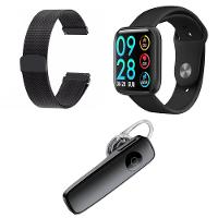 Kit 1 Smartwatch P80 Rosa + 1 Pulseira Preto Listrada - 1