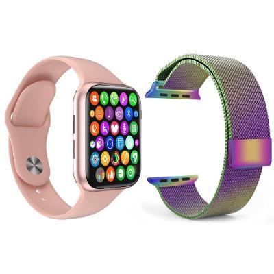 Kit 1 Smartwatch Rosa + 1 Pulseira Extra Arco Íris