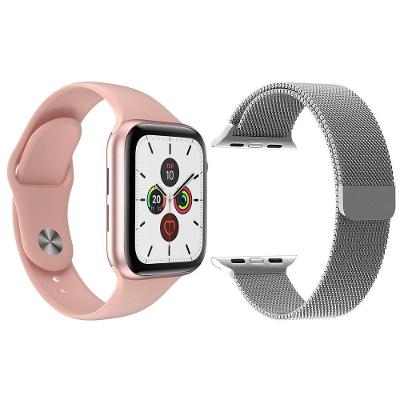 Kit 1 Smartwatch Rosa + 1 Pulseira Extra Prata