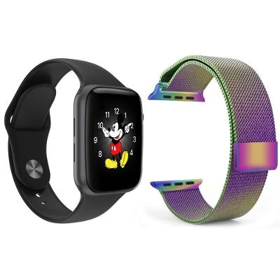 Kit 1 Smartwatch Ld5 Preto + 1 Pulseira Extra Arco Íris