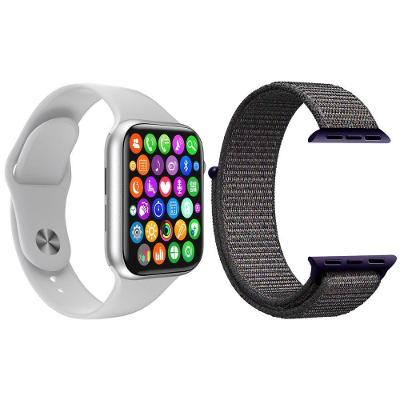 Kit 1 Smartwatch Branco + 1 Pulseira Nylon Azul Marinho