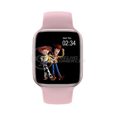 Smartwatch Hw22 Rosa Troca Pulseira Android Ios Cardíaco