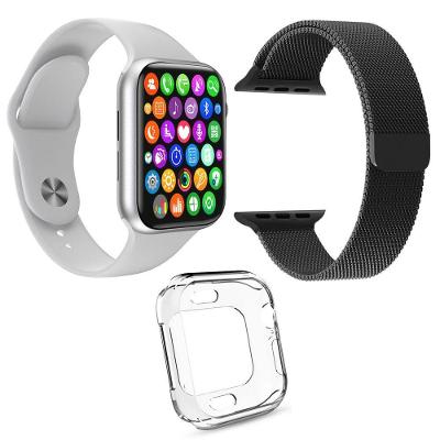 Kit 1 Smartwatch Iwo9 Branco + 1 Pulseira Preta + 1 Case
