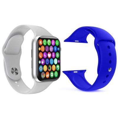 Kit 1 Smartwatch Iwo 8 Branco + 1 Pulseira Extra Azul Escuro
