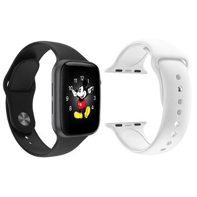 Kit 1 Smartwatch Preto + 1 Pulseira Extra Silicone Branco