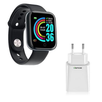 Kit 1 Smartwatch D13 Preto Esportivo + 1 Base De Carregador