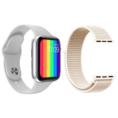 Kit 1 Relógio Smartwatch Iwo12 Branco + 1 Pulseira Rosa