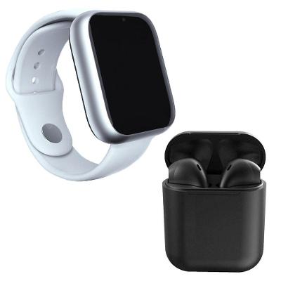 Kit 1 Smartwatch Z6 Branco + 1 Fone Bluetooth 12 Preto