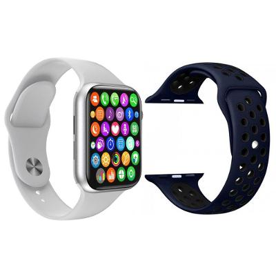 Kit 1 Smartwatch Branco + 1 Pulseira Extra Azul E Preto