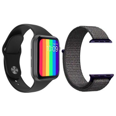Kit 1 Relógio Smartwatch Iwo12 Preto+1 Pulseira Azul Marinho