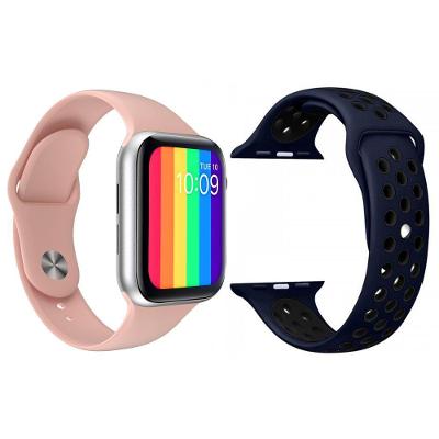 Kit 1 Smartwatch Rosa + 1 Pulseira Extra Sport Azul E Preto
