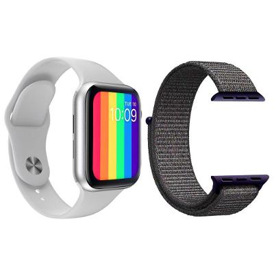 Kit 1 Relógio Smartwatch W26 Branco +1 Pulseira Azul Marinho