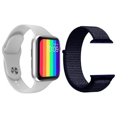 Kit 1 Smartwatch W26 Branco + 1 Pulseira Azul Meia Noite