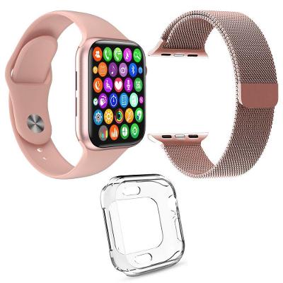 Kit 1 Smartwatch Iwo9 Lite Rosa + 1 Pulseira Rosa + 1 Case
