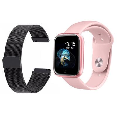 Kit 1 Smartwatch T80 Novo P70 Rosa + 1 Pulseira Preto