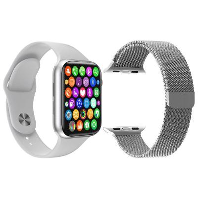 Kit 1 Smartwatch Iwo9 Lite Branco + 1 Pulseira Extra Prata