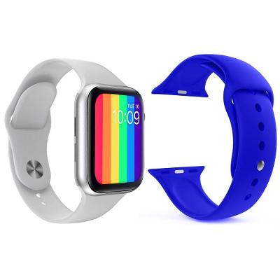 Kit 1 Smartwatch W26 Branco + 1 Pulseira Azul Escuro