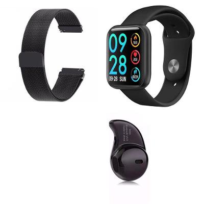 Kit 1 Relógio Smartwatch Preto + 1 Pulseira + 1 Mini Fone