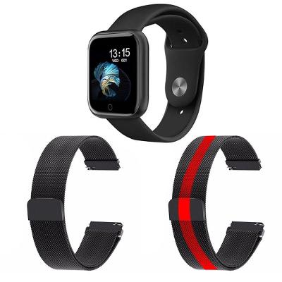 Kit 1 Smartwatch P70 Preto + 2 Pulseiras Preto E Listrado