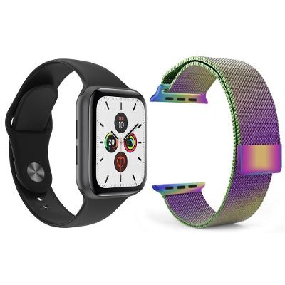 Kit Smartwatch T500 Iwo Max Preto + Pulseira Arco Íris