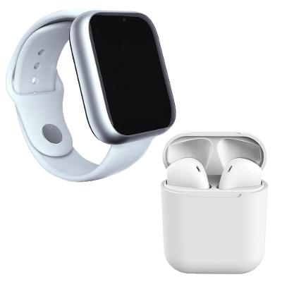 Kit 1 Smartwatch Z6 Branco + 1 Fone Bluetooth 12 Branco