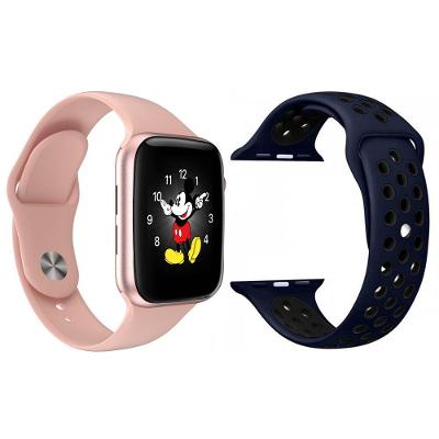 Kit 1 Smartwatch Rosa + 1 Extra Pulseira Azul E Preto