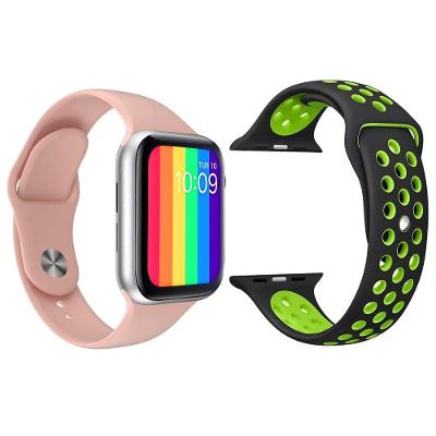 Kit 1 Smartwatch Rosa + 1 Pulseira Extra Preto Com Verde