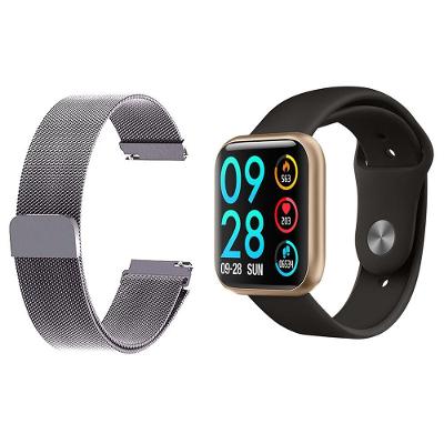 Kit 1 Smartwatch P80 Dourado + 1 Pulseira Prata