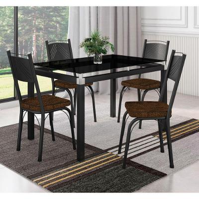 Conjunto De Mesa Malva Com 4 Cadeiras Tampo De Vidro