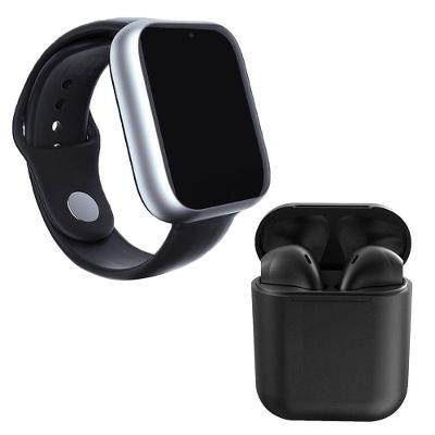 Kit 1 Relógio Smartwatch Z6 Prata + 1 Fone Inpods 12 Preto
