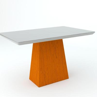 Conjunto De Mesa Madeira Vidro E 4 Cadeiras White
