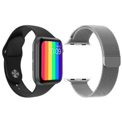 Kit 1 Smartwatch Preto + 1 Pulseira Extra Prata