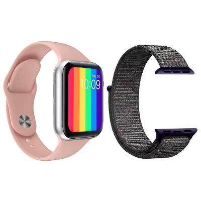 Kit 1 Smartwatch W26 Rosa + 1 Pulseira Azul Marinho