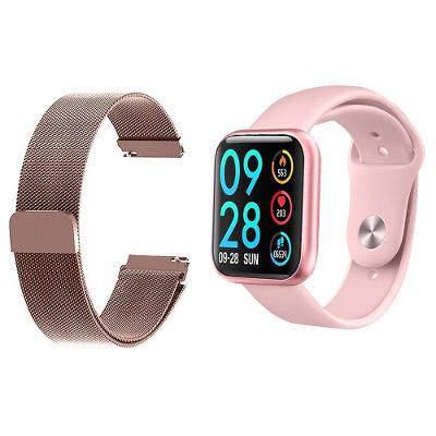 Kit 1 Relógio Smartwatch Rosa Android Ios + 1 Pulseira Rosa