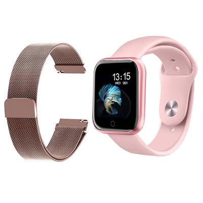 Kit 1 Relógio Smartwatch Rosa Android Ios + 1 Pulseira Rosa