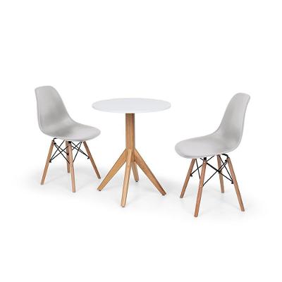 Conjunto Mesa de Jantar 60cm Branca com 2 Cadeiras Cinza