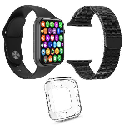 Kit 1 Relógio Smartwatch Iwo9 Preto +1 Pulseira Aço + 1 Case