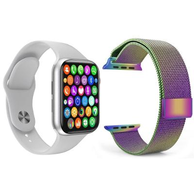 Kit 1 Relógio Smartwatch Branco + 1 Pulseira Extra Arco íris
